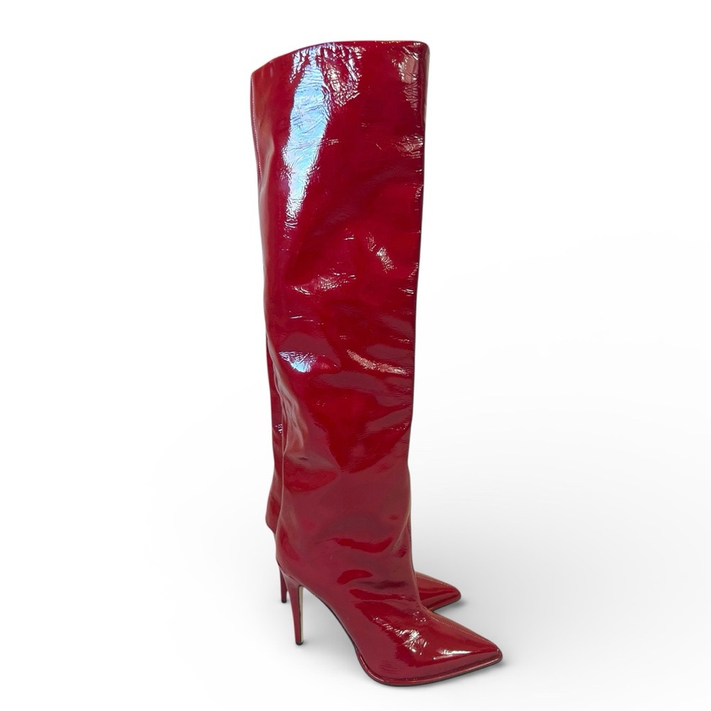 Tamara Mellon Trinity Patent Red Knee High Boots